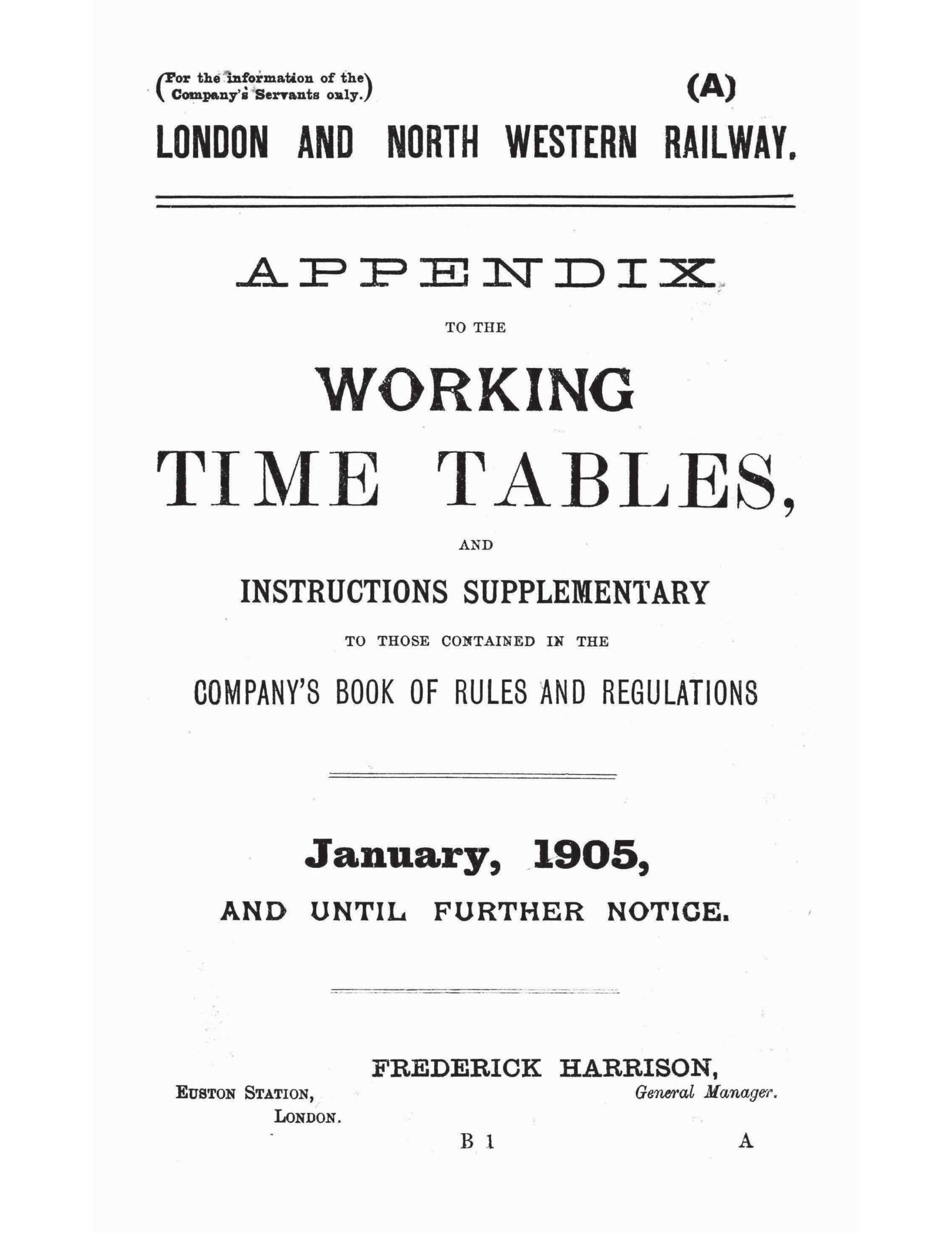 Appendix to the Working Timetables (1905)